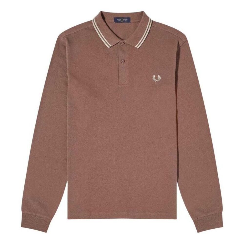 Fred Perry Mens Long-Sleeved Polo Shirt / Brick